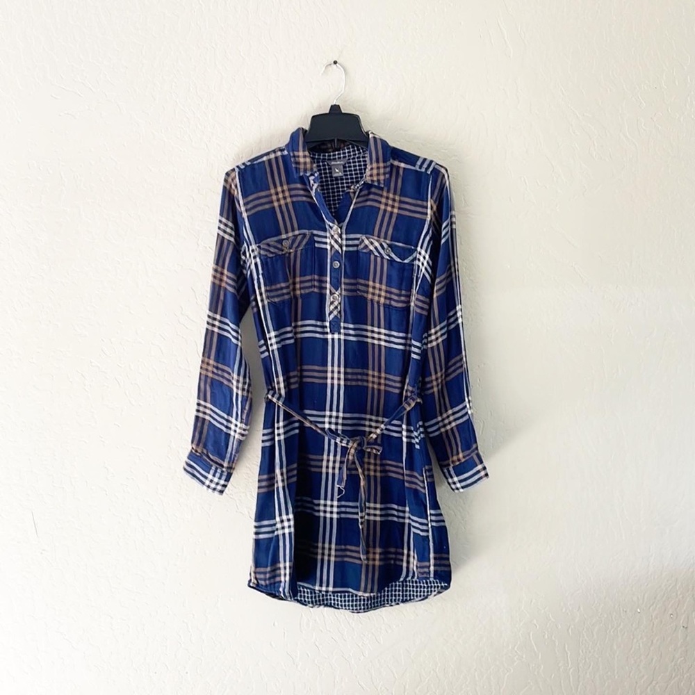 Eddie Bauer Cozy Plaid Button Up Dress